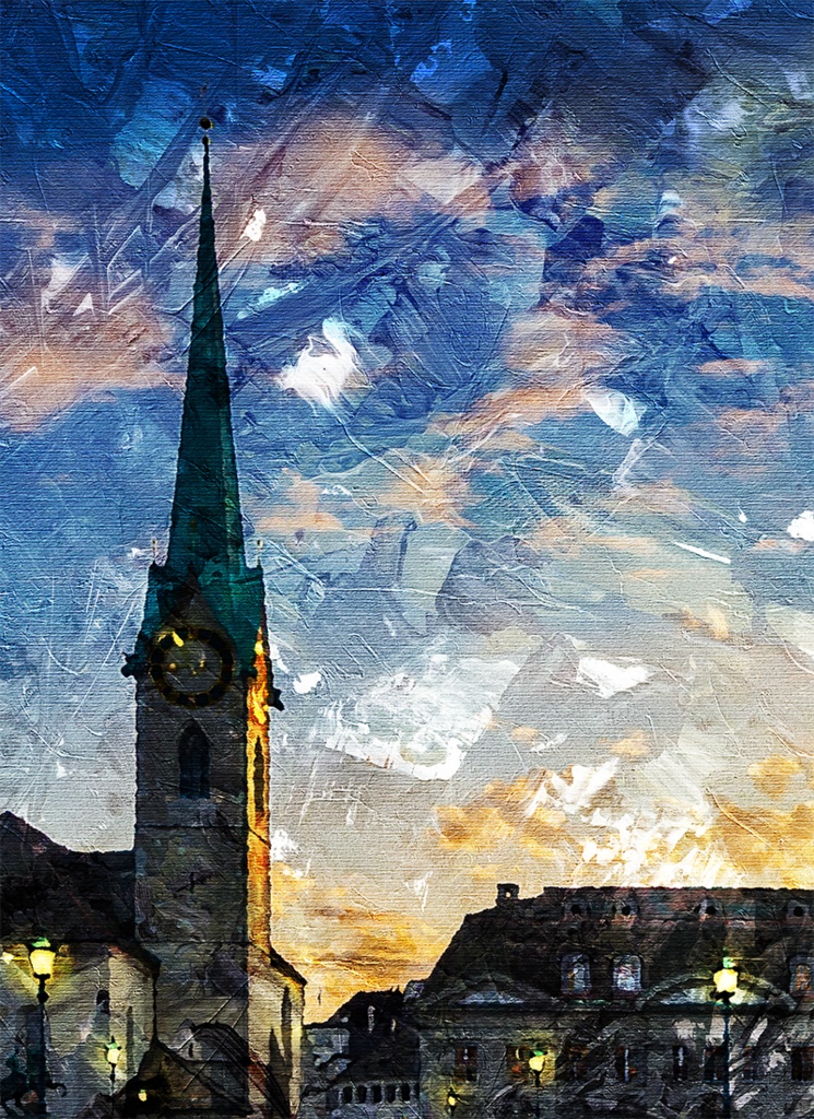 【印刷用】油絵風「西洋街並」