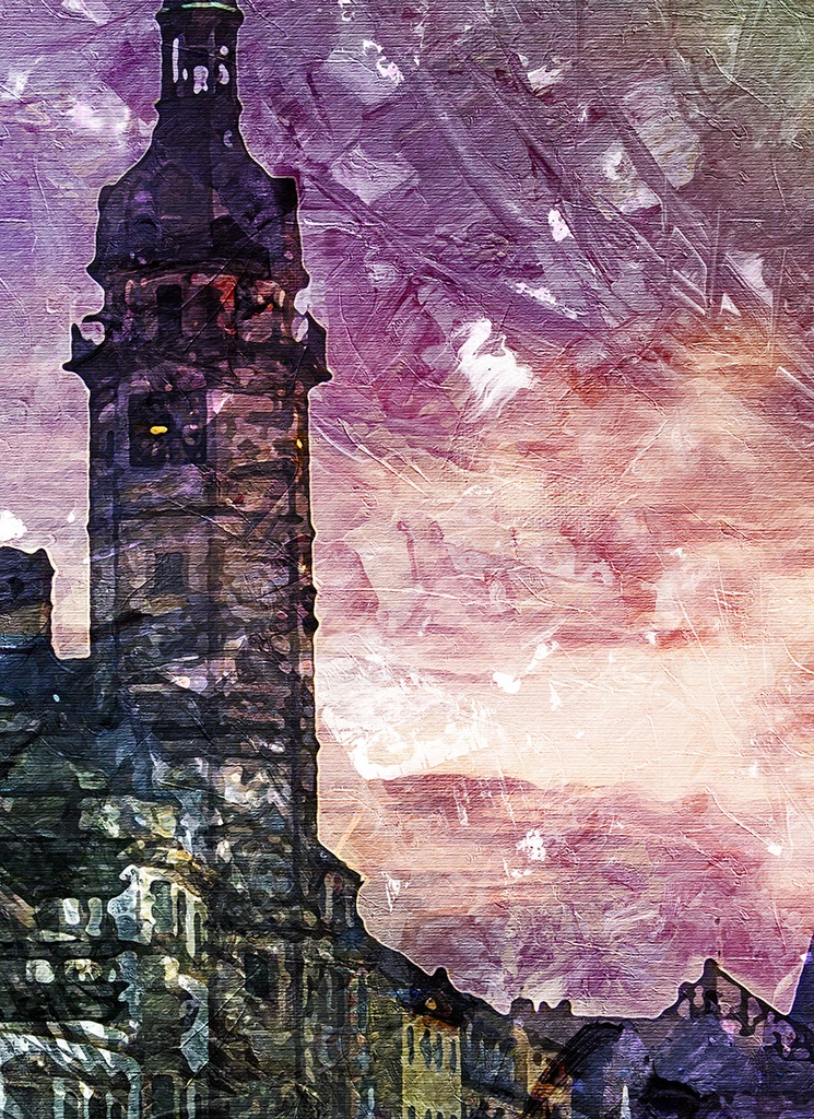 【印刷用】油絵風「西洋街並」