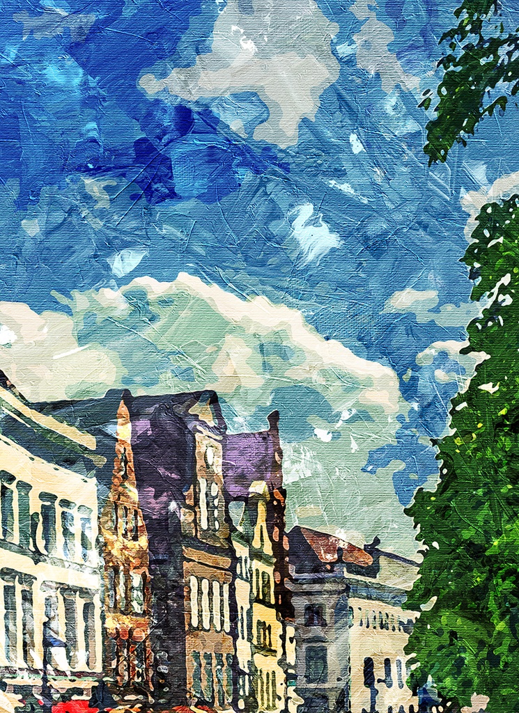 【印刷用】油絵風「西洋街並」