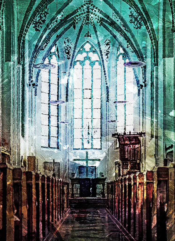 【印刷用】油絵風「教会」