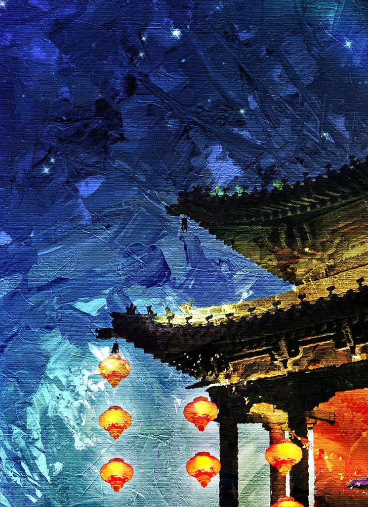 【印刷用】油絵風「中国古典風景」