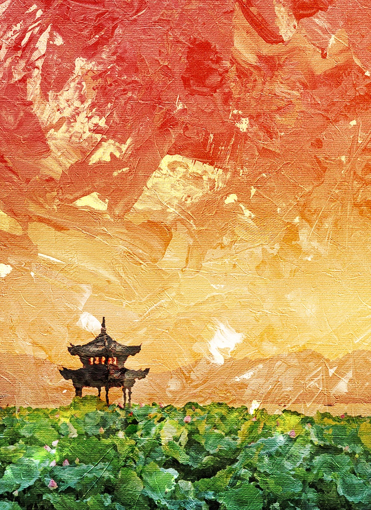 【印刷用】油絵風「中国古典風景」