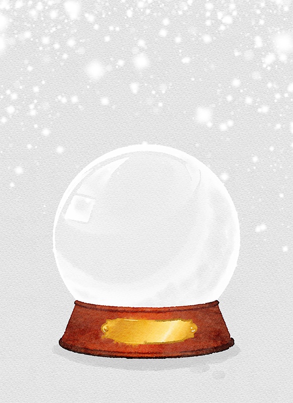 【印刷用】スノードームの水彩イラスト素材