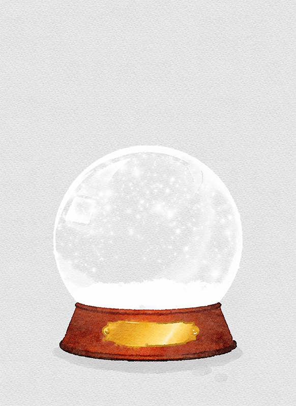 【印刷用】スノードームの水彩イラスト素材