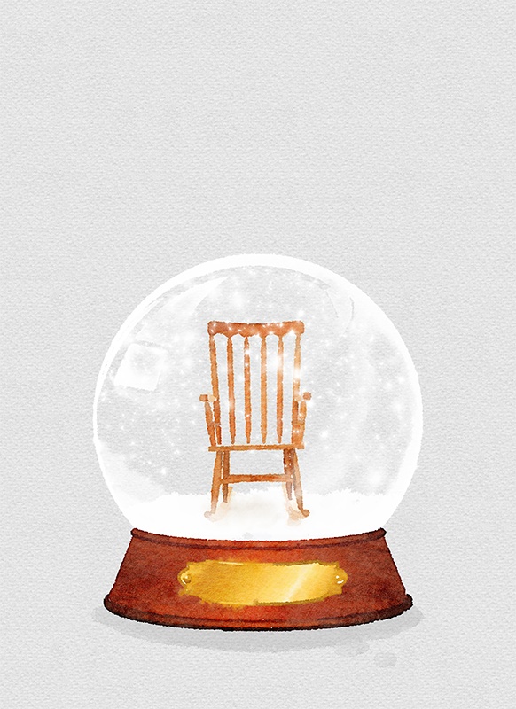 【印刷用】スノードームの水彩イラスト素材