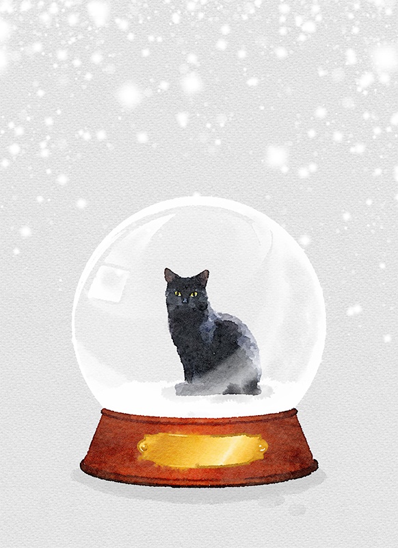 【印刷用】スノードームの水彩イラスト素材