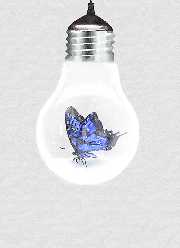 【印刷用】電球の水彩風イラスト素材