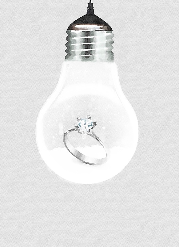 【印刷用】電球の水彩風イラスト素材