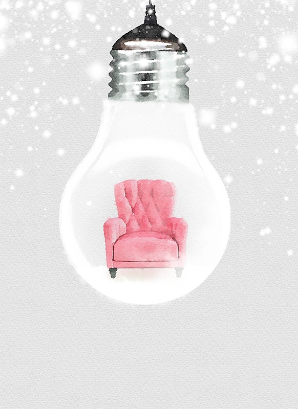 【印刷用】電球の水彩風イラスト素材