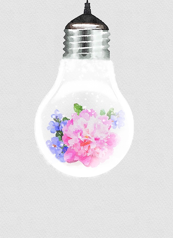 【印刷用】電球の水彩風イラスト素材