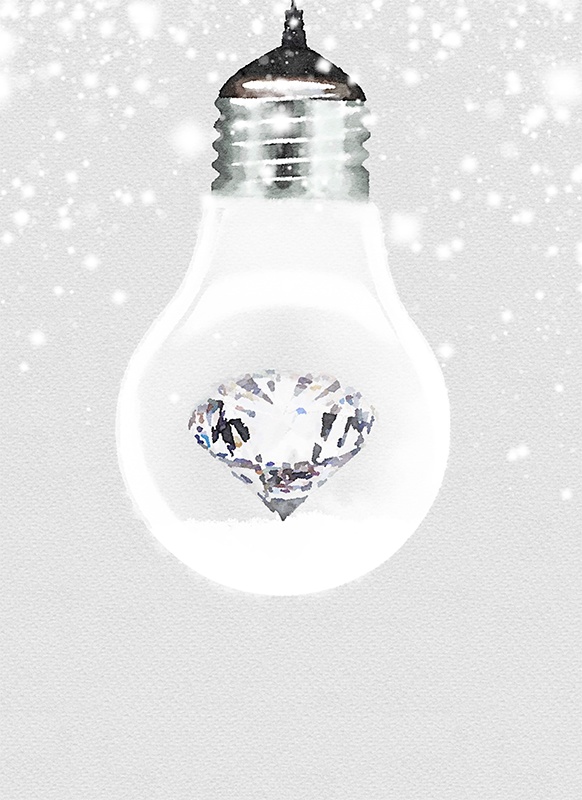 【印刷用】電球の水彩風イラスト素材