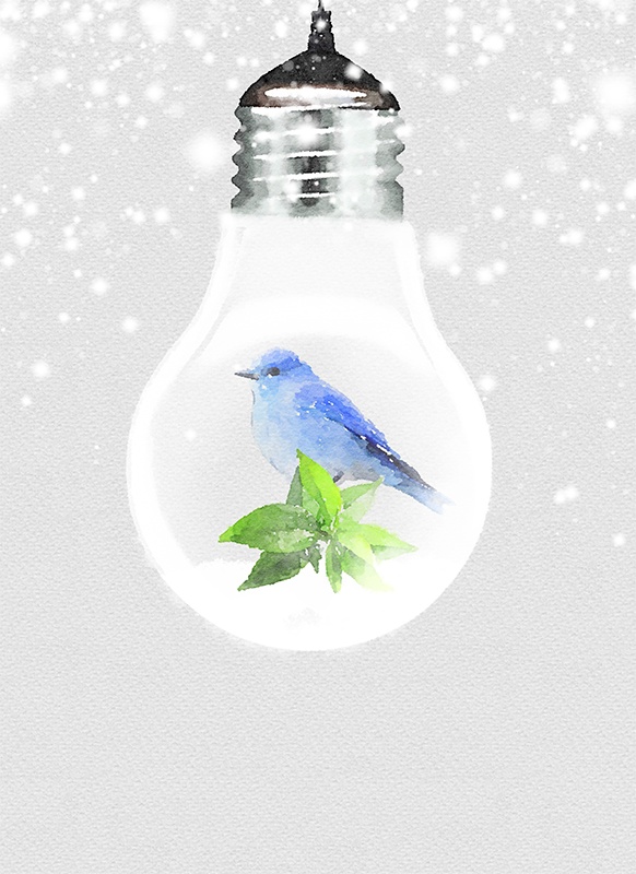 【印刷用】電球の水彩風イラスト素材