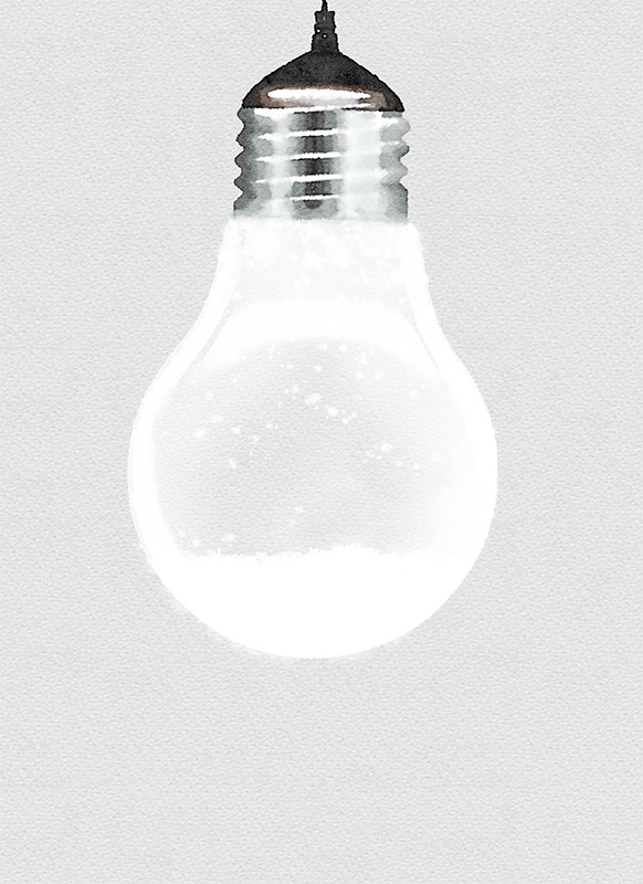 【印刷用】電球の水彩風イラスト素材