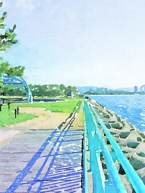 【印刷用】水彩イラスト「散歩道」