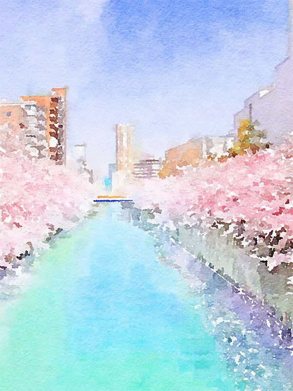 【印刷用】水彩イラスト「散歩道」