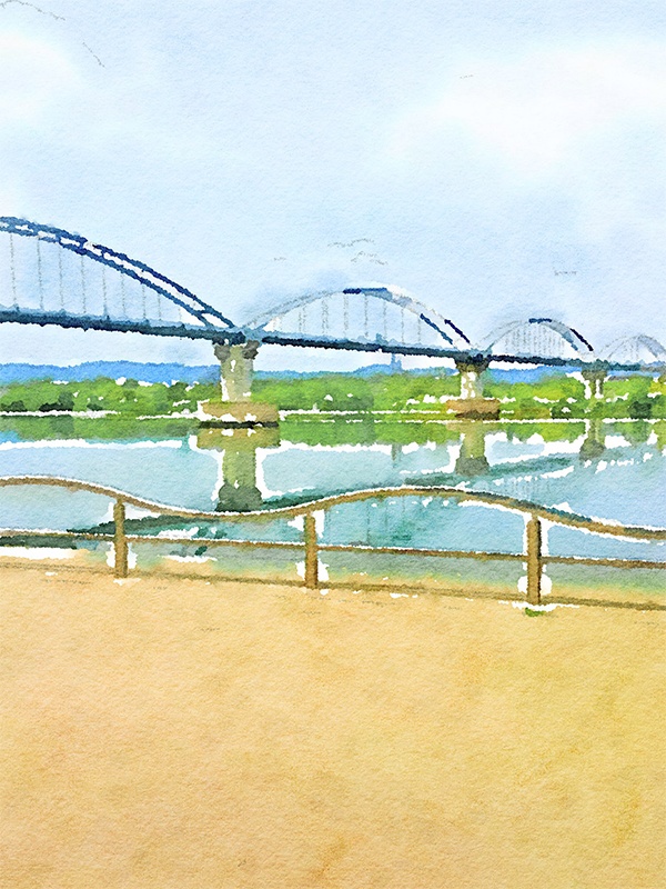 【印刷用】水彩イラスト「散歩道」