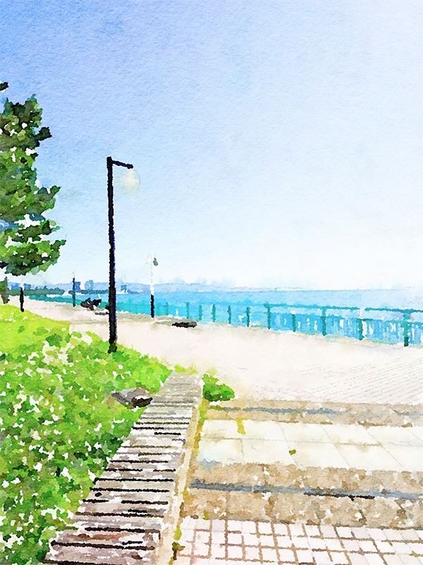 【印刷用】水彩イラスト「散歩道」