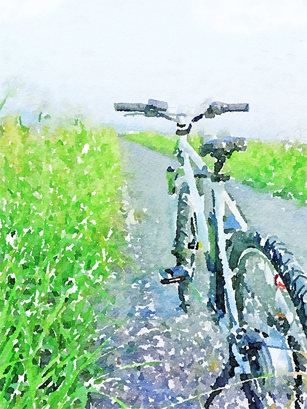 【印刷用】水彩イラスト「通学路」