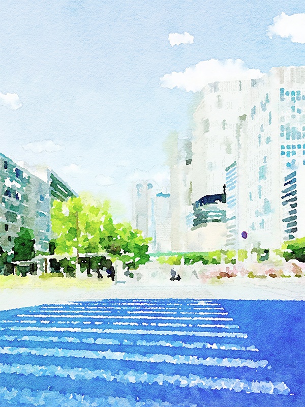 【印刷用】水彩イラスト「道路」