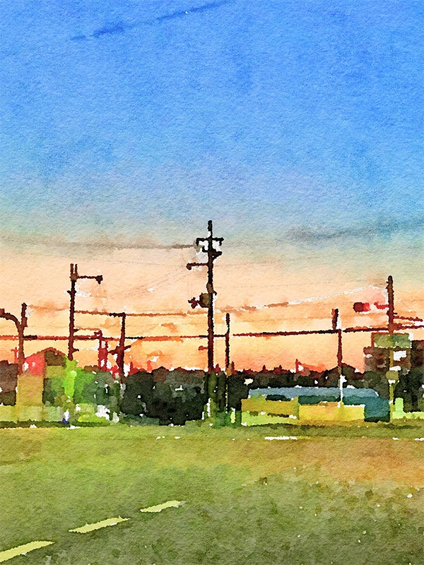 【印刷用】水彩イラスト「道路」