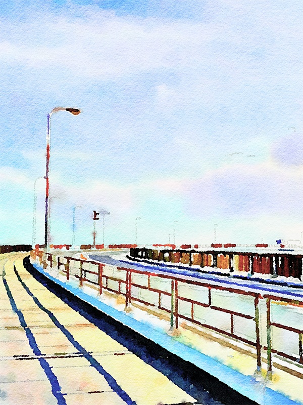 【印刷用】水彩イラスト「道路」