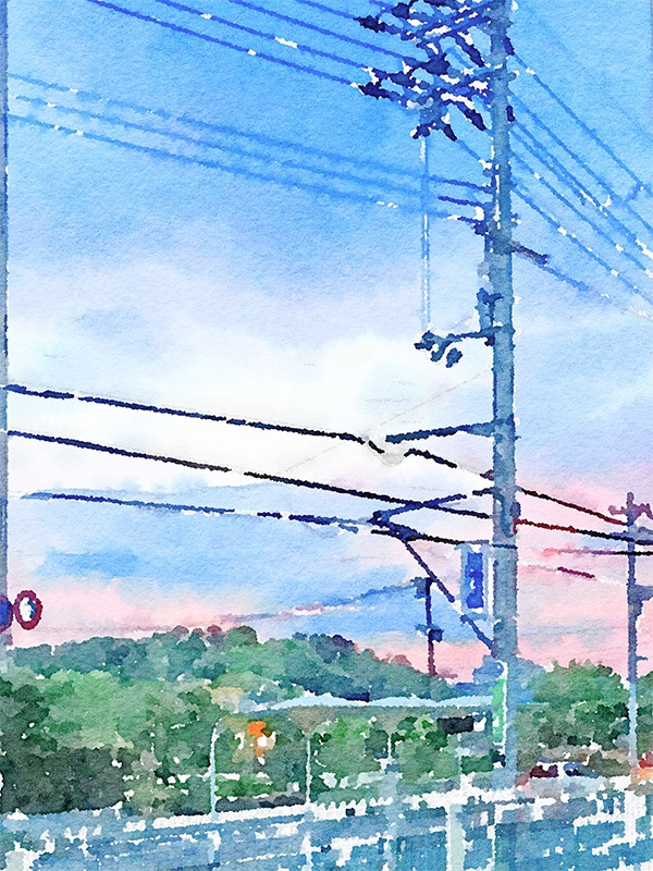 【印刷用】水彩イラスト「帰路」