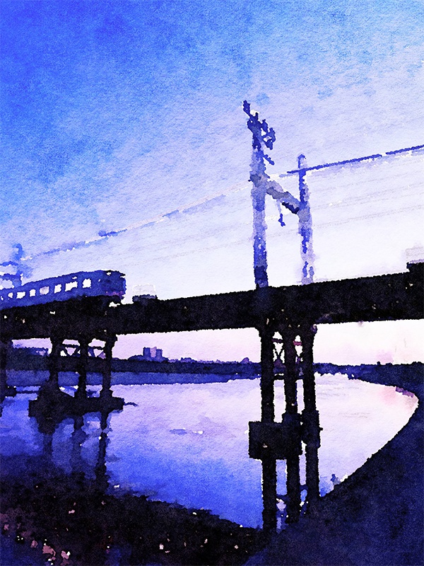 【印刷用】水彩イラスト「帰路」