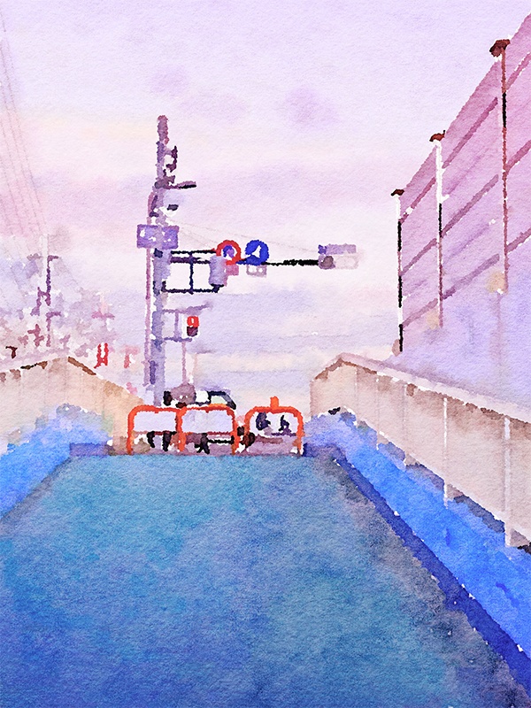 【印刷用】水彩イラスト「帰路」