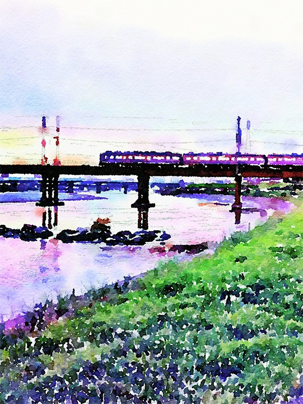 【印刷用】水彩イラスト「帰路」