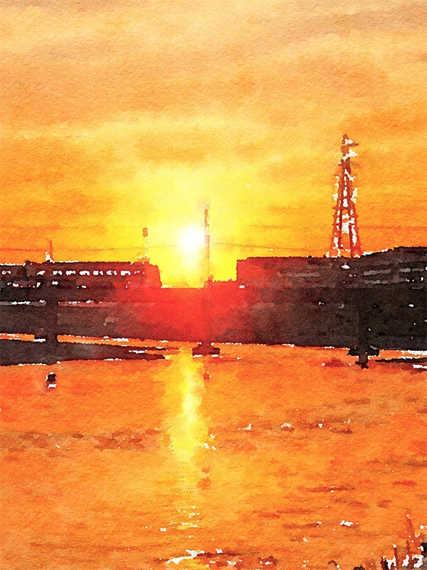 【印刷用】水彩イラスト「茜空」