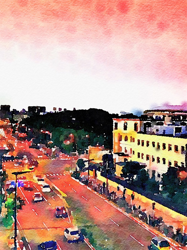 【印刷用】水彩イラスト「茜空」