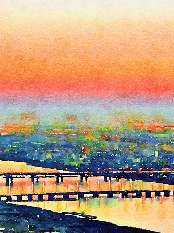 【印刷用】水彩イラスト「茜空」