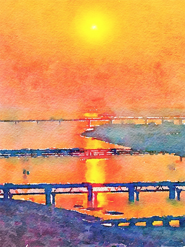 【印刷用】水彩イラスト「茜空」