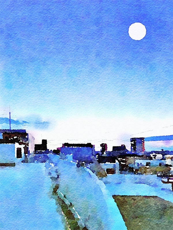 【印刷用】水彩イラスト「月夜」