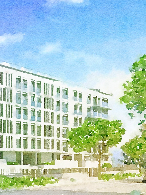 【印刷用】水彩イラスト「学校」