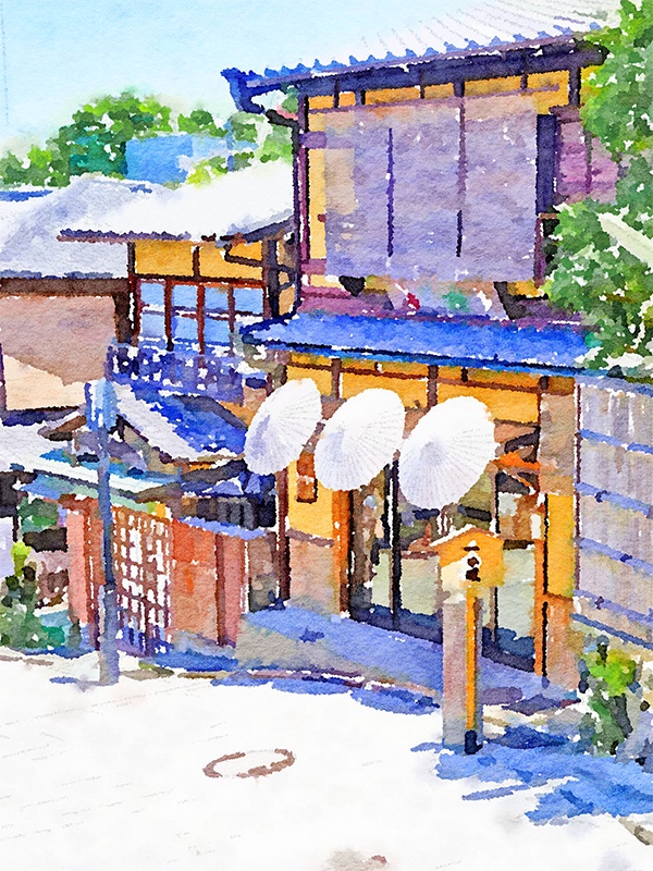 【印刷用】水彩イラスト「古都」