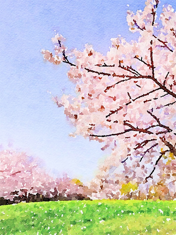 【印刷用】水彩イラスト「自然風景」