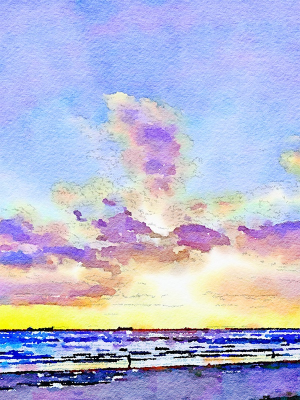 【印刷用】水彩イラスト「海」