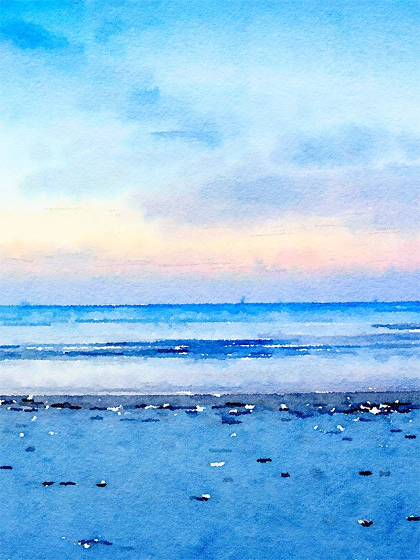 【印刷用】水彩イラスト「海」