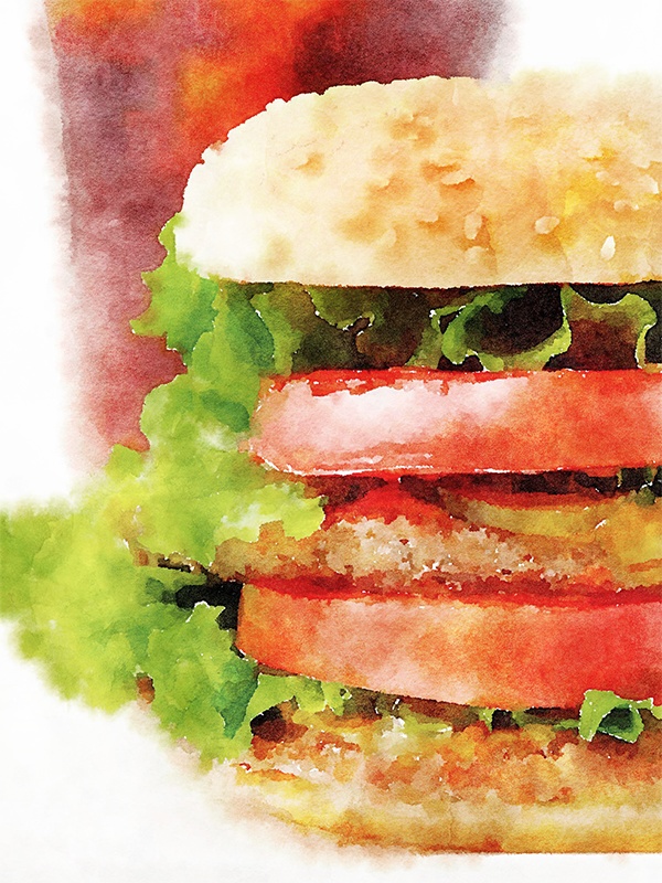【印刷用】水彩イラスト「ランチ」