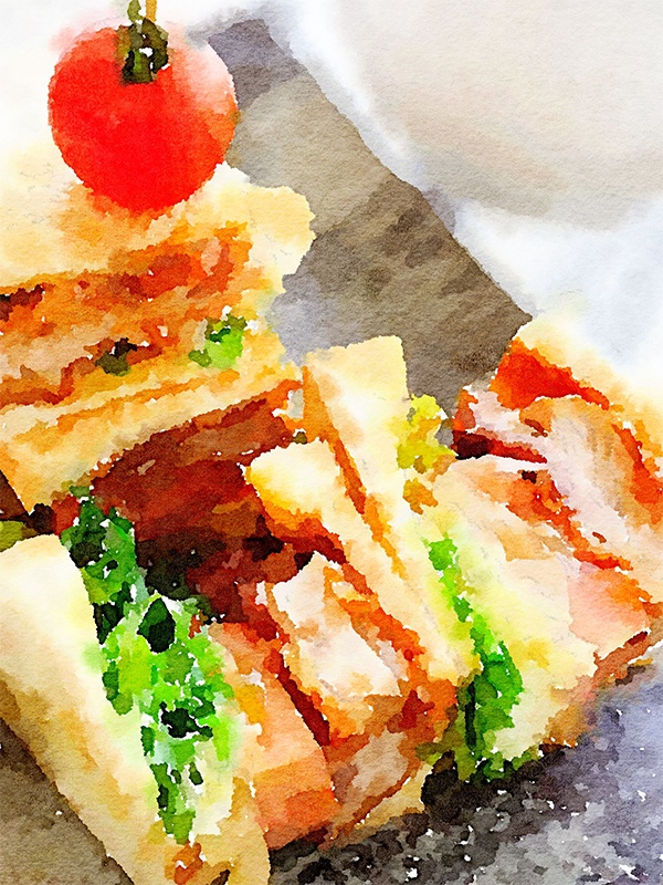 【印刷用】水彩イラスト「ランチ」