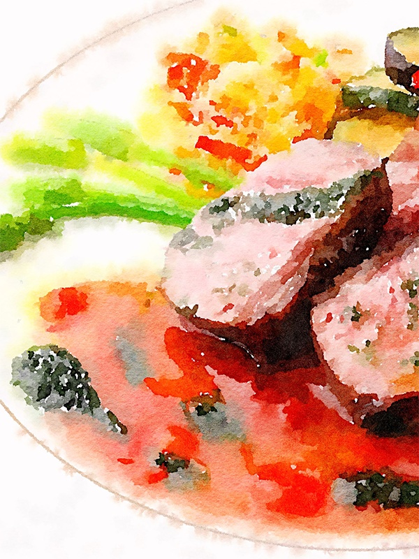 【印刷用】水彩イラスト「ランチ」