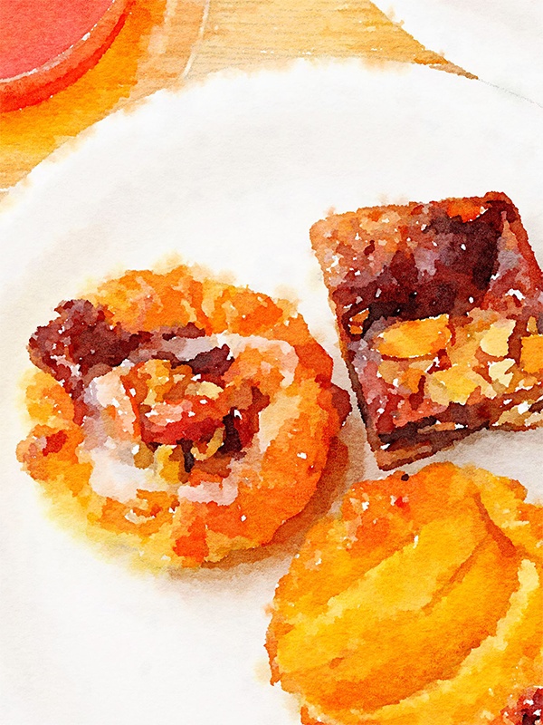 【印刷用】水彩イラスト「おやつ」