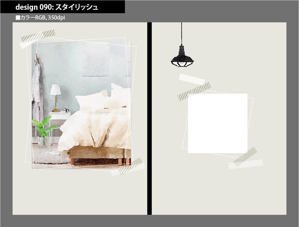 背幅別同人誌表紙テンプレート素材【Design:090】