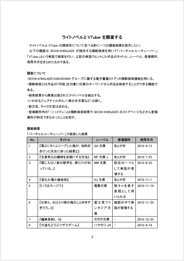 ライトノベルにおけるVTuberの考察本