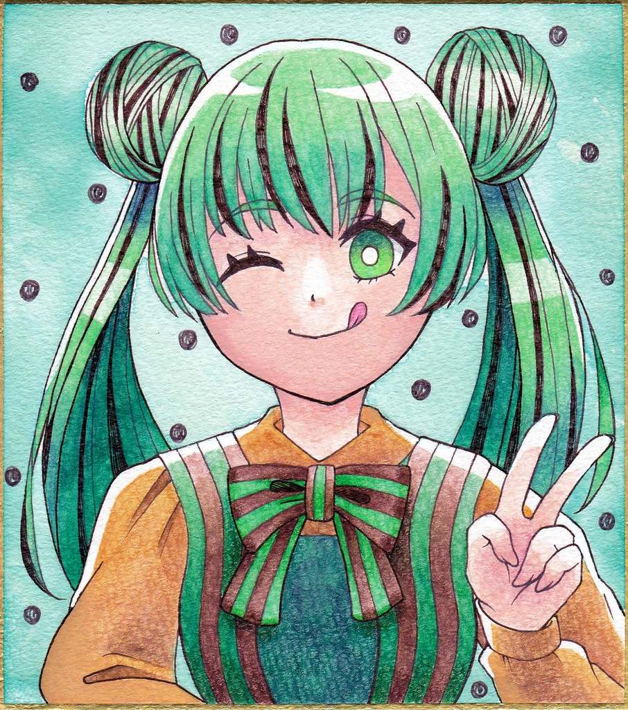 チョコミントちゃん　色紙原画