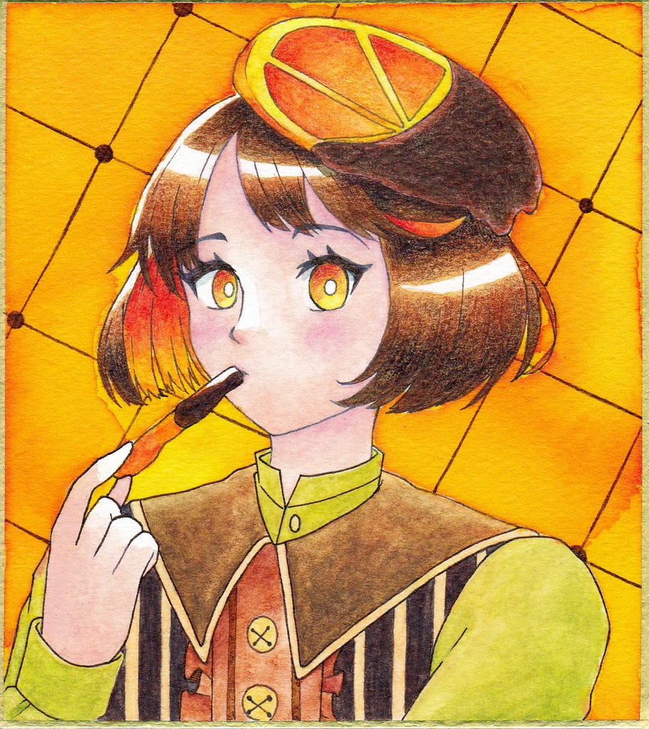 オランジュちゃん　色紙原画