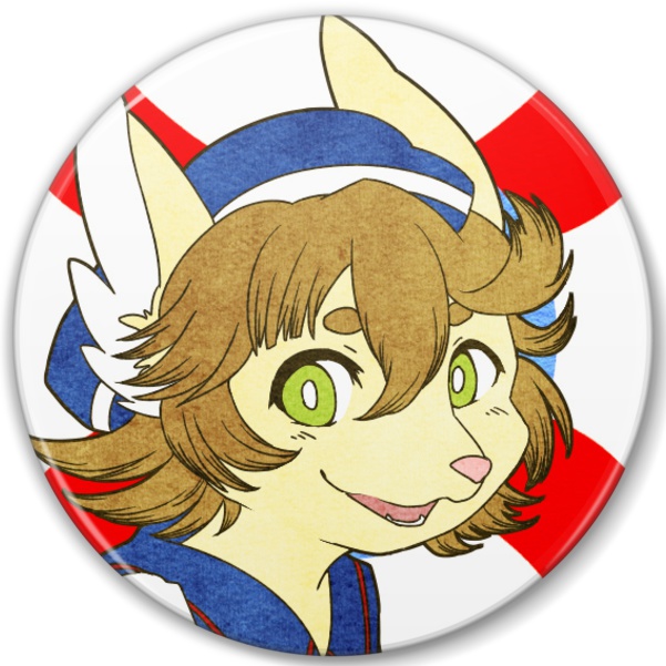 四季キツネお兄さん缶バッヂ【夏】38mm