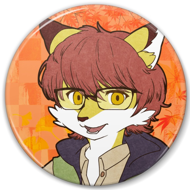四季キツネお兄さん缶バッヂ【秋】38mm