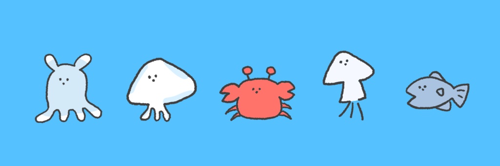 うみのいきものマステ(色つき)